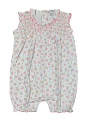 White Pink Green Smocked White Shortie