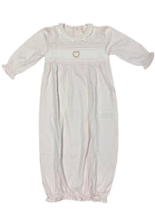 Pink White Pink baby gown heart pattern rose bud Baby Gown