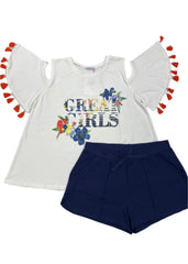 'Great Girls' Floral Design Top and Short Set