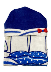 Blue Multi Embroidered Hooded Towel