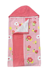 Fruit and Flower Print Stripe Hooded Towel
