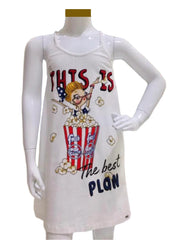 Popcorn Design Sleeveless Dress