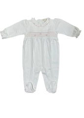 White Pink Smock and Ruffle Babygrow