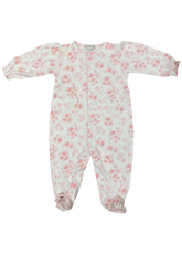 White Pink Heart Blossom Print Babygrow