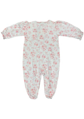 White Pink Heart Blossom Print Babygrow