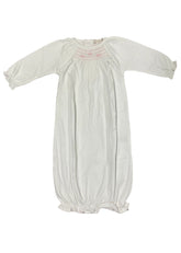 White Pink White Smock Gown Baby Gown