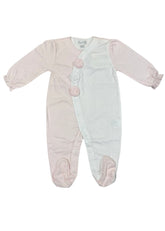 White Pink Three Rose Buds Footie Babygrow