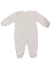White Pink Three Rose Buds Footie Babygrow