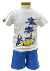 Bike Surfboard Tree Print Top and Short Set