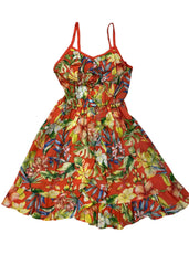 Two-Piece Orange Ruffled Swimsuit with Cover-Up Dress