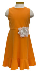 Orange Flounce Cut-out Back Dress Set