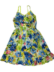 Floral Shirred Two-Piece Swimsuit with Cover-Up Dress