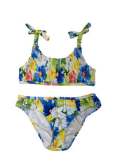 Floral Shirred Two-Piece Swimsuit with Cover-Up Dress