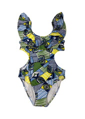 Stripe and Patterned Swimsuit with Cover-Up Dress