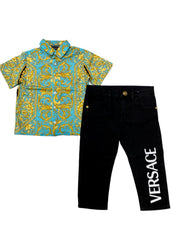 All-Over Baroque Frenzy Polo Top and Pants Set