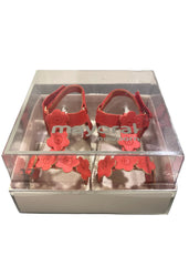 Red Leatherette with Flower Design Sandals