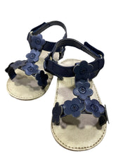 Navy Blue Leatherette with Flower Design Sandals
