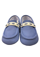 Blue Faux Leather Slip-On Baby Shoes