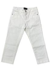 White Plain Medusa Button Jeans