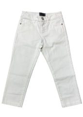 White Plain Medusa Button Jeans