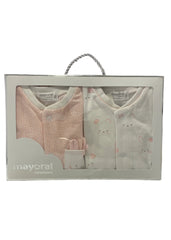 Set of 2 Pink and White Cat Design Romper