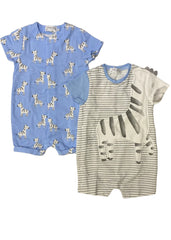 Blue Embroidered and Printed Zebra Shortie