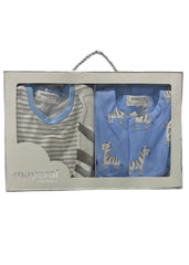 Blue Embroidered and Printed Zebra Shortie