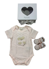 Bodysuit and Scallop Design Socks Set with Gift Box