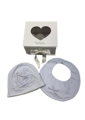 Nanan Hat and Bib Set Heart Design Gift Box
