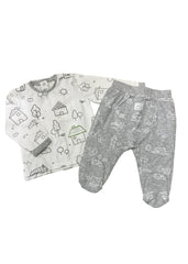 House and Tree Long Sleeve Top and Pants with Feet