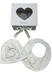 Nanan Hat and Bib Set Heart Design Gift Box