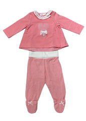 Heart Lolly Embroidered Top and Stripe Pants