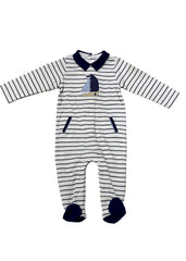 Strip Sailboat Embroidered Romper