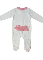 Pink Little Girl Flower Basket Embroidery Romper