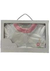 Pink Little Girl Flower Basket Embroidery Romper