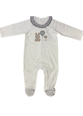 Mini Polka with Embroidered Rabbit and Flower Romper