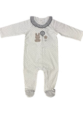 Mini Polka with Embroidered Rabbit and Flower Romper