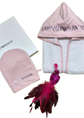 Glossy 'EMPORIO ARMANI' Bathrobe and Glove Set