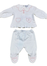 Frills and Hem Blouse with Footed Trousers