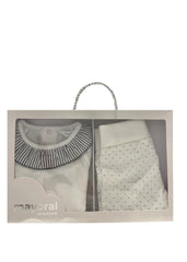 Polka with Embroidery Top and Pants With Feet Set