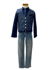 Polka dots Vest Print Top and Trouser Set