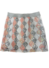 Pink-Silver-White All-Over Sequins Skirt