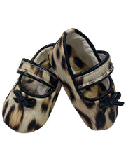 Beige Gold Leopard with Ribbon Baby Shoes