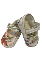 Rosegold Jacquard Print with Ribbon Baby Shoes