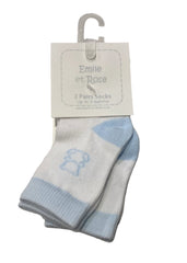 White, Blue Baby Boy Twin Socks