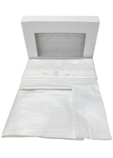 White Pink Stripe Heart 3 Pieces Linen Sheets 120x170