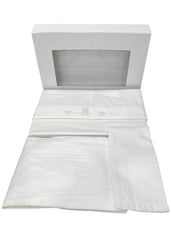 White Pink Stripe Heart 3 Pieces Linen Sheets 120x170