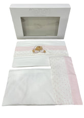 White Pink Stripe with Polka dots and DouDou Linen Sheets 84x140cm