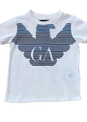 Stripe 'GA' Eagle Pattern Logo White T-Shirt
