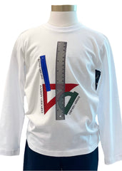 Rulers Print Cotton Long Sleeve T-Shirt